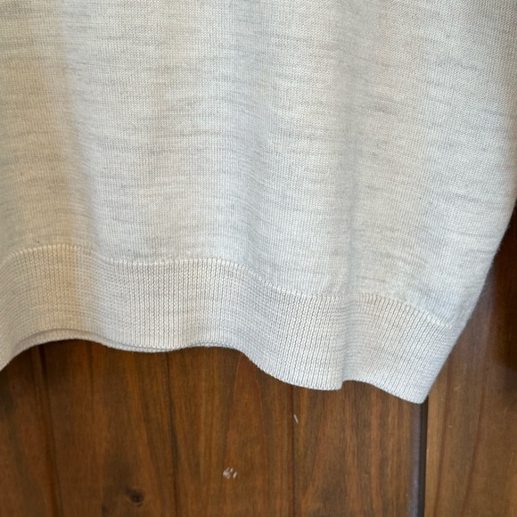 Turnbury 100%  Merino Wool Cream Pullover Lightweight Sweater with Collar Sz L - Picture 2 of 11